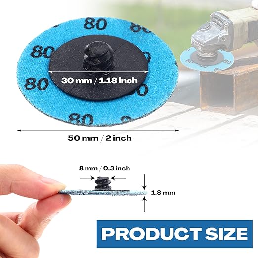 Chumia 250 Pcs Mix Roll Lock Discs Set 36 60 80 120 240 Grit 2 Inch Sanding Discs Die Grinder Accessories Aluminum Oxide Surface Conditioning for Surface Prep Polish Burr Paint Removal(Blue)