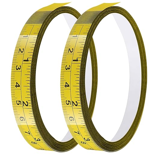 Adhesive Measuring Tapes,Steel Self Tape Measure,1/2" Wide Imperial & Metric Ruler Sticker, Stick On Table Saw and T Track for Woodworking, Drafting (Yellow, Left to Right 118" 2PCS)