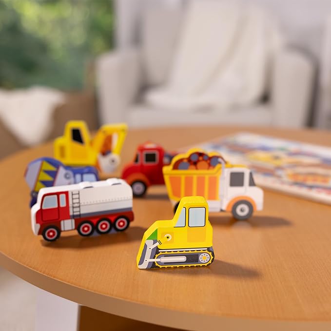 Melissa & Doug Construction Vehicles Wooden Chunky Puzzle - Image 9