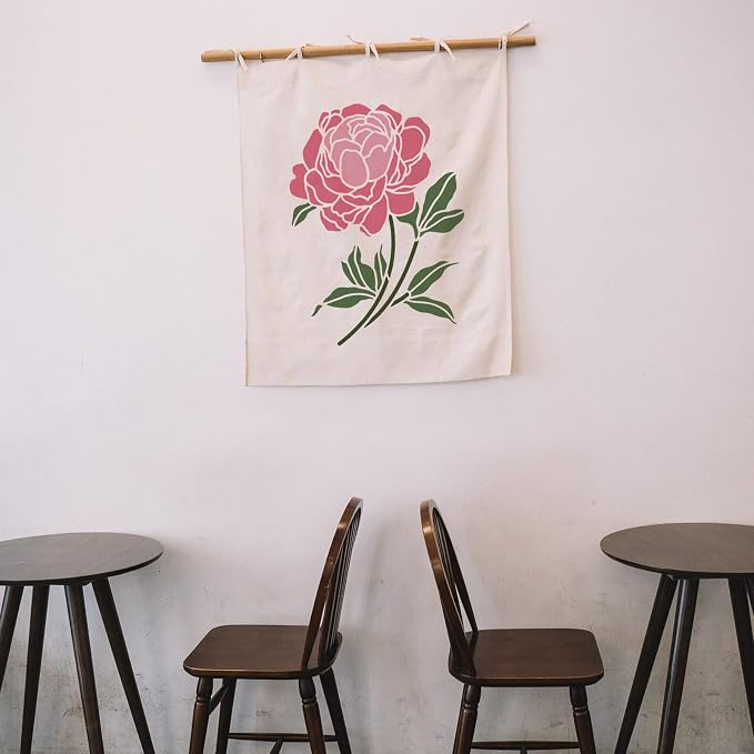 INFUNLY 8pcs Peony Wall Stencils - Image 6