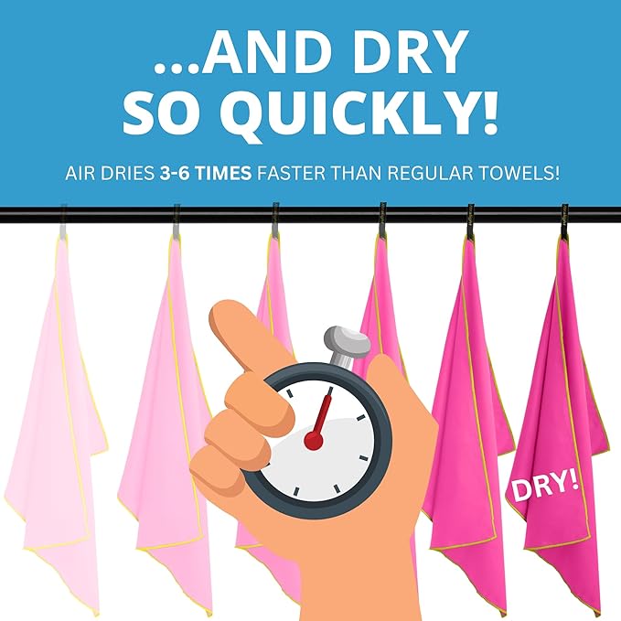 Backpacking Ultralight Quick Dry Microfiber Soft Fast Drying Hand and Face Towel Wash Cloth Camping Yoga Hiking Active Lifestyle Small (Magenta, Medium)