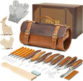 Wood Carving Tools Kit 20Pcs - Whittling Knife Set with Animal Wood Carving Blocks for Beginners, Woodworking Tools Gifts for Kids & Adults with Cut-Resistant Gloves & Large Leather Case