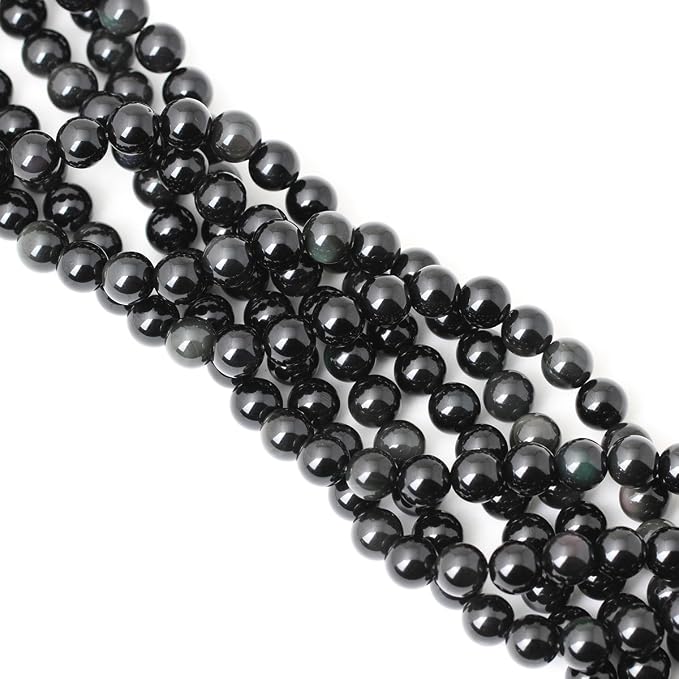 35PCS 10mm Natural Black Obsidian Gemstone Round Loose Beads Crystal Energy - Image 4