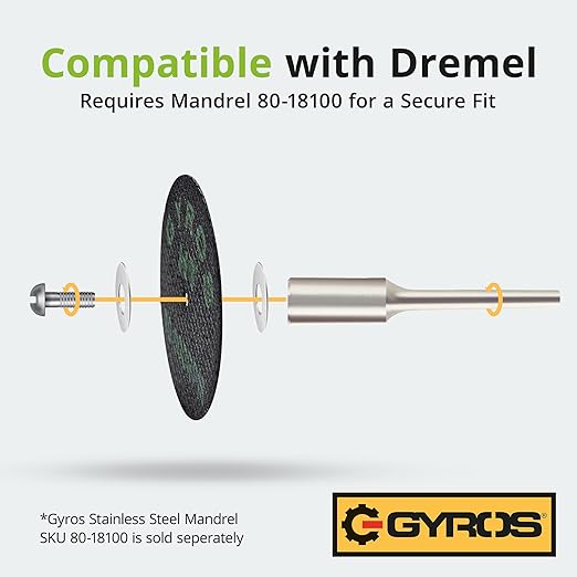 GYROS Cut-Off Wheels for Rotary Tools – 2” Super-Tensile Fiberglass Reinforced, 12-Pack | Designed for Stainless Steel, Titanium, Nickel, Carbon & Chrome Alloys | Made in USA 11-42002/12