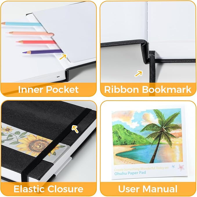 Ohuhu Sketchbook Marker Paper Pad: 2 Pack 8.3"x8.3"&8.3"x11.7" Art Sketch Book - Image 9