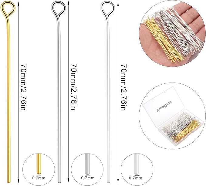 210 Pcs 70mm/2.76 Inch 21 Gauge Eye Pins - Image 2