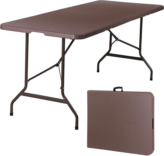 SUPER DEAL 6FT Folding Table for Indoor Outdoor, Portable Heavy Duty by Superdeal