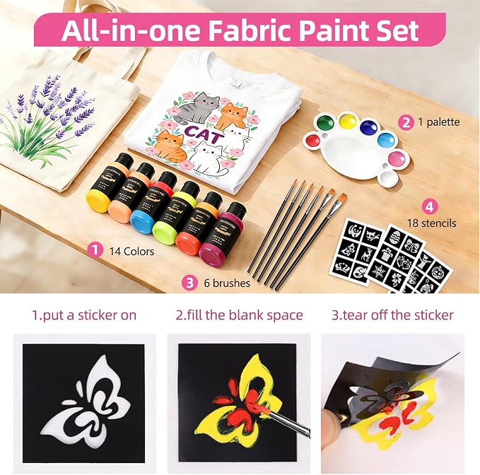 Colorful Fabric Paint Set for Clothes, - Image 6
