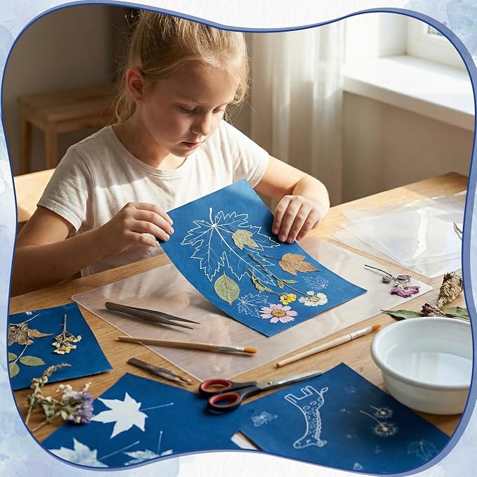 Cyanotype Kit with 50 Sheets Sun Print Paper & Acrylic Panel, Solar Printing - Image 6