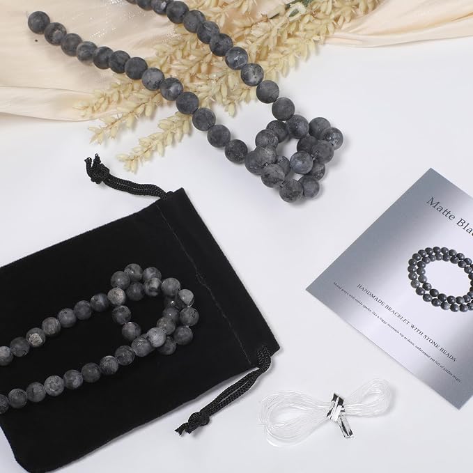 6mm Matte Black Labradorite Bead, 15-Inch Matte Round Loose Stone Beads - Image 2