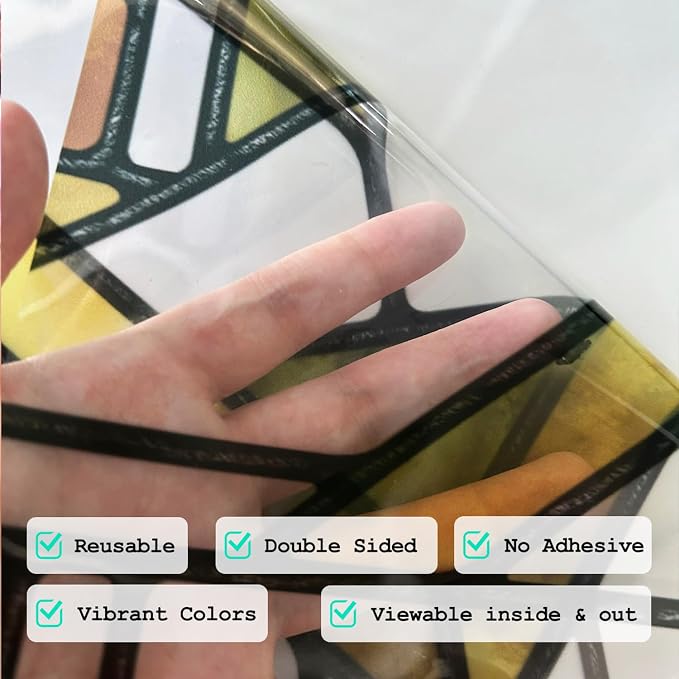 Faux Stained Glass Effect Transparent Window Film, Decorative Window Cling - Image 3