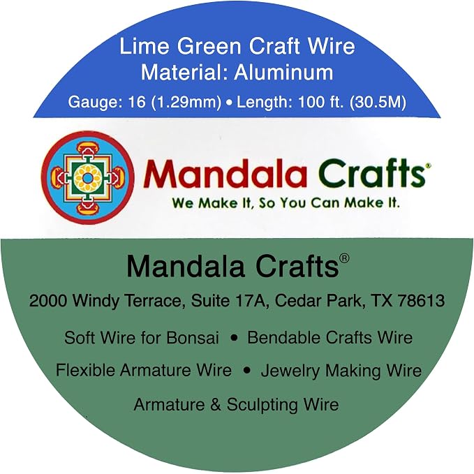 Mandala Crafts 16 Gauge Lime Green Anodized Aluminum Craft Wire, 100 FT | - Image 3
