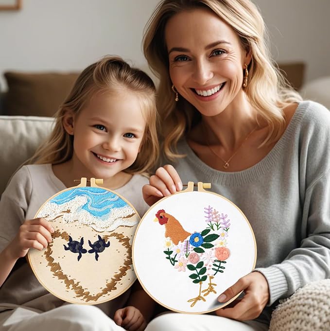 Crafmanoe Hand Embroidery Kits for Beginners Adults, Floral Stamped Cross - Image 5