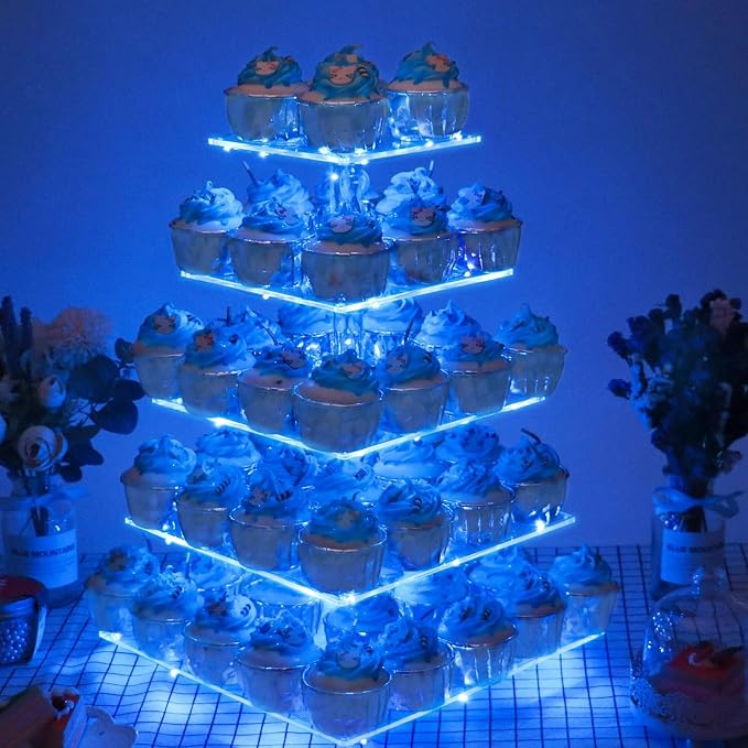 YestBuy 5 Tier Cupcake Stand Acrylic Cupcake Tower Display - Image 2