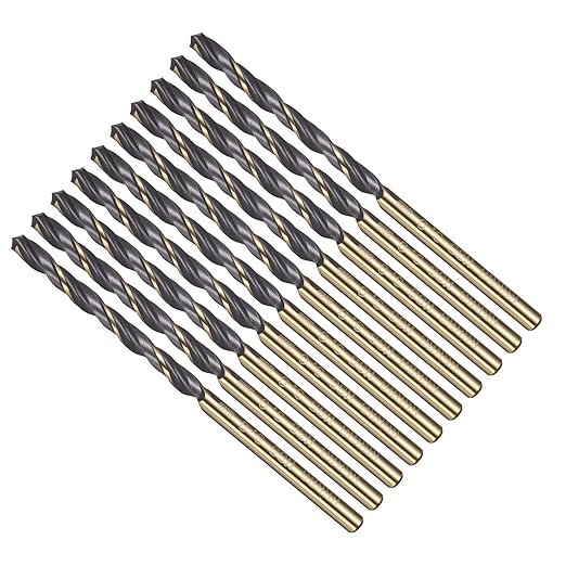 Drill Bit, 3mm Cutting Diameter, 4341 HSS Gold and Black 118° Cutting Angle Number Jobber Bits - (Applications: for Drilling Soft Metal Plastic Wood), 10-Pieces