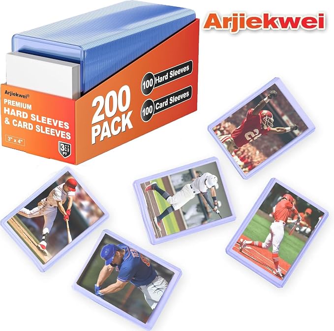 200 Card Sleeves Hard Plastic, Arjiekwei 3"X 4" Baseball Cards Protectors - Image 5