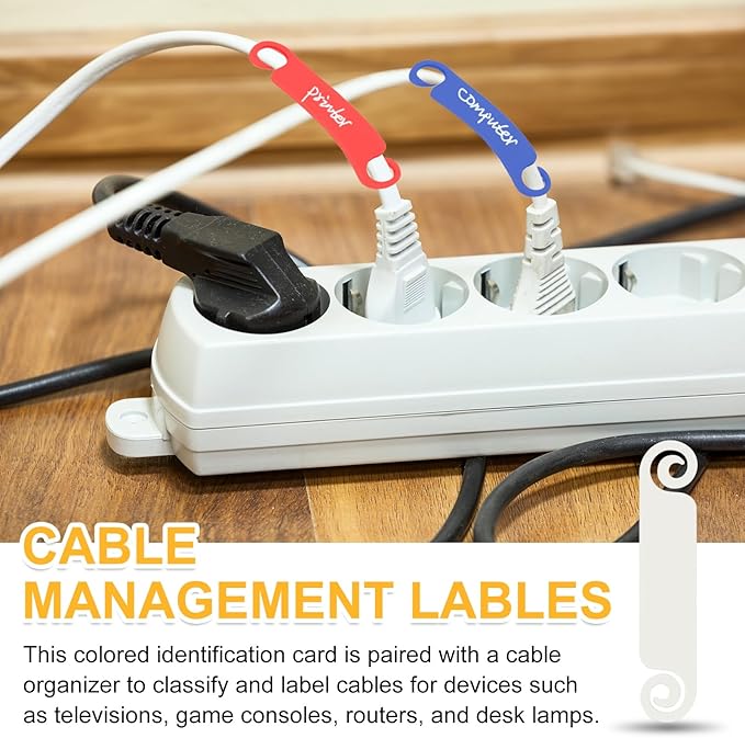 PATIKIL Cable Tags Flexible Cable Management Labels Cord Identification Tags, Wire Cord Markers for USB Computer Phone Charger Power - 50Pcs (White)