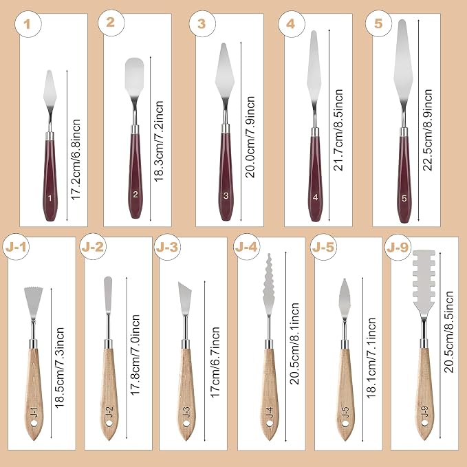 Palette Knife Set, 11 Pieces Stainless Steel Spatula Palette Knives Painting - Image 2