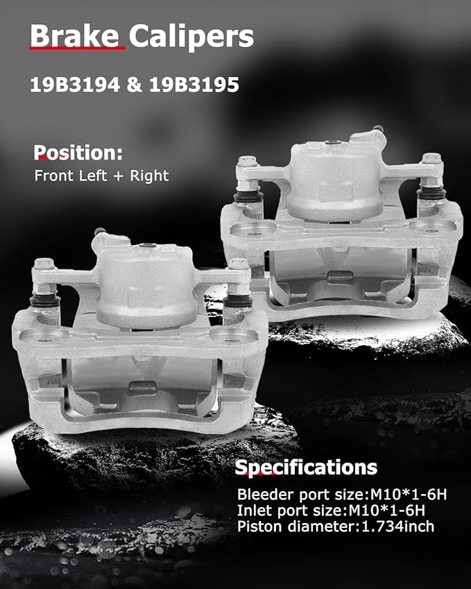 cciyu Front Left & Right Brake Calipers Assembly w/Bracket 19B3194 19B3195 For Pontiac For Vibe,For Scion For iM/For tC,For Toyota For Corolla iM/For Matrix/For Mirai/For RAV4