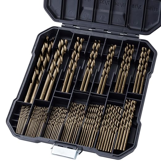 Cobalt Drill Bit Set for Hardened Metal and Stainless Steel, 99Pcs M35 High Speed Steel Twist Jobber Metal Drill Bits 1/16"-3/8", with Plastic Index Storage Case