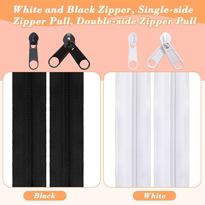 42 Yards Black White #5 Nylon Coil Zippers - Image 4