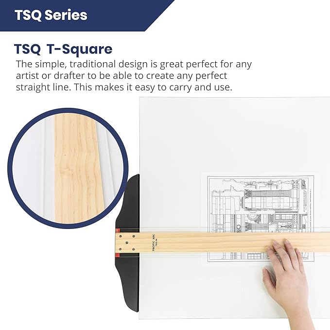 Pacific Arc 36 Inch T Square, Traditional Maple Blade with Acrylic Edge