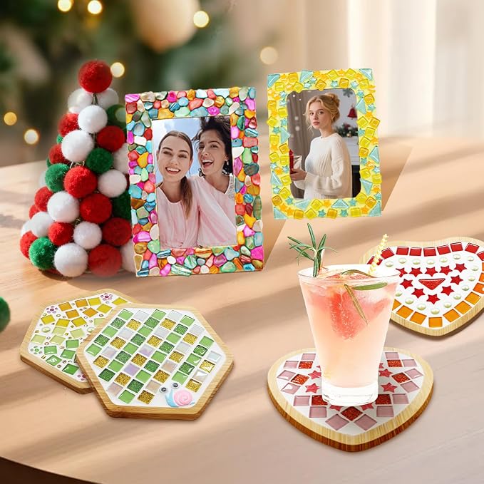 6 Sets DIY Glass Mosaic Tiles for Crafts Mixed Color Mosaic Kits - Image 5