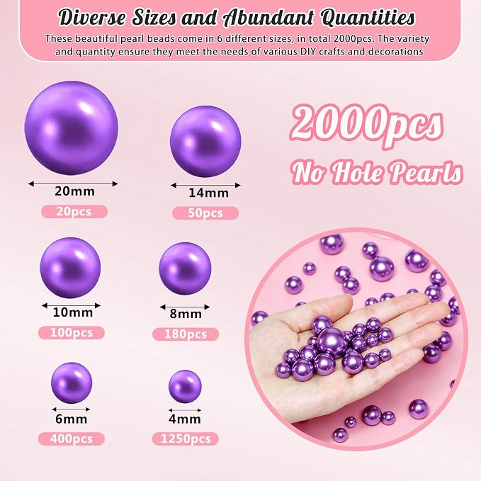 2000PCS Pearls for Crafting, Candles Centerpiece, DIY Crafts, Jewelry Making - Image 2