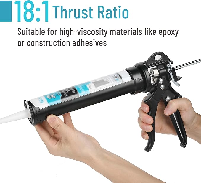 Bates- Heavy Duty Caulking Gun, 18:1 Thrust Ratio, Black, Caulking Tool Gun, Heavy Duty Caulk Gun No Drip Caulk Gun, Hand Caulking Guns Tool, Silicone Gun, Caulk Guns, Caulking Gun Dripless