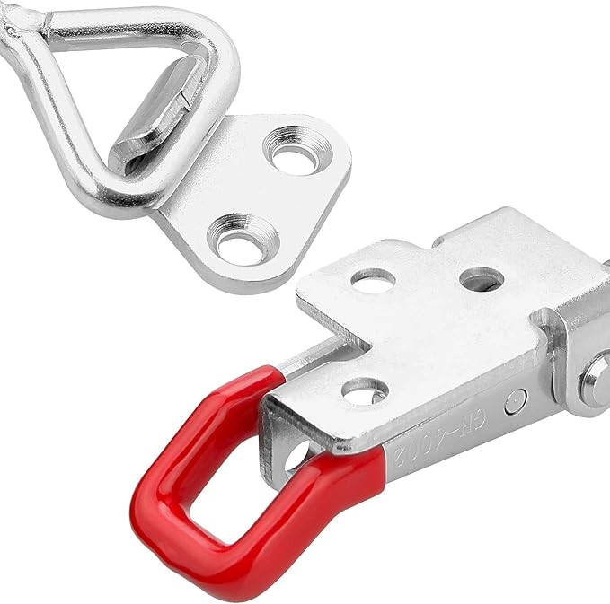10PCS Adjustable Toggle Latch Clamp 550 lbs Toggle Clamp Latch Hasp Clamp GH-4002 Quick Release Pull Latch Silver Metal Draw Latch for Box Case Trunk, Smoker Door, Jig