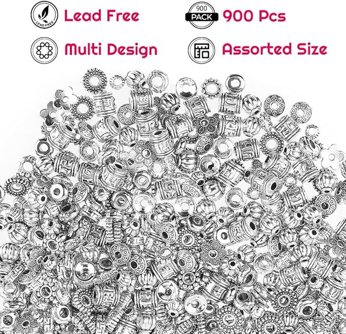 Cridoz Metal Spacer Beads for Making Bracelet, Jewelry Making and Findings - Image 4
