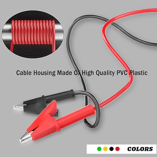 Multimeter Banana Plug to Crocodile Alligator Clip Test Probe, 4PCS 4mm Banana Plug to Alligator Clip Test Probe Lead Wire Cable，for Alligator Clip Test Probe Cable for multimeter3.28ft(X-Y 16A 4S).