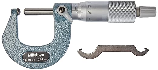 Mitutoyo 115-217 Spherical Face Micrometer, Ratchet Stop, 50-75mm Range, 0.01mm Graduation, +/-0.003mm Accuracy, Spherical Spindle