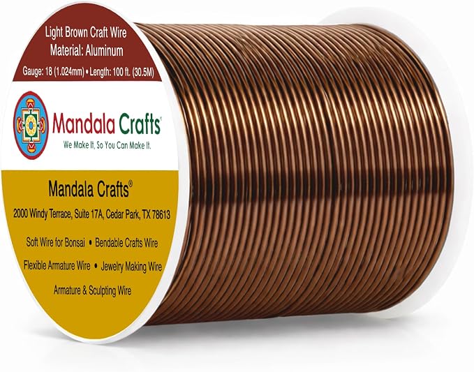 Mandala Crafts 18 Gauge Light Brown Anodized Aluminum Craft Wire, 100 FT | by MandalaCrafts