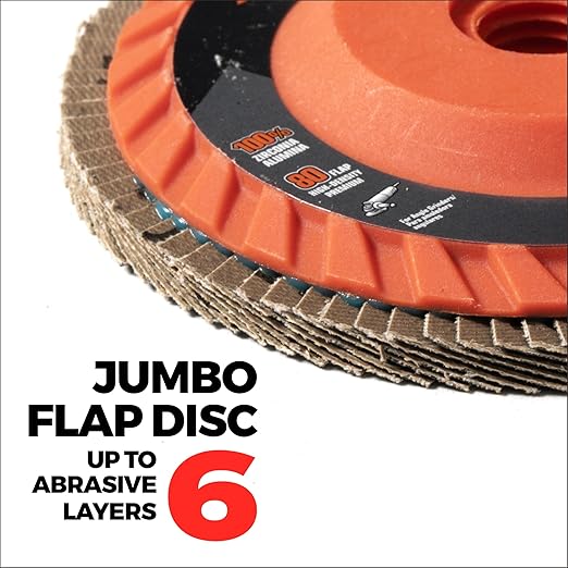 Jumbo Zirconia Flap Discs 4 1/2 for Angle Grinder, 80 Grit Type 27 High Density Trimmable 5/8"-11 inch Grinding Wheels for Grinding, Rust Removal, Sanding and Finishing - 10 Pack
