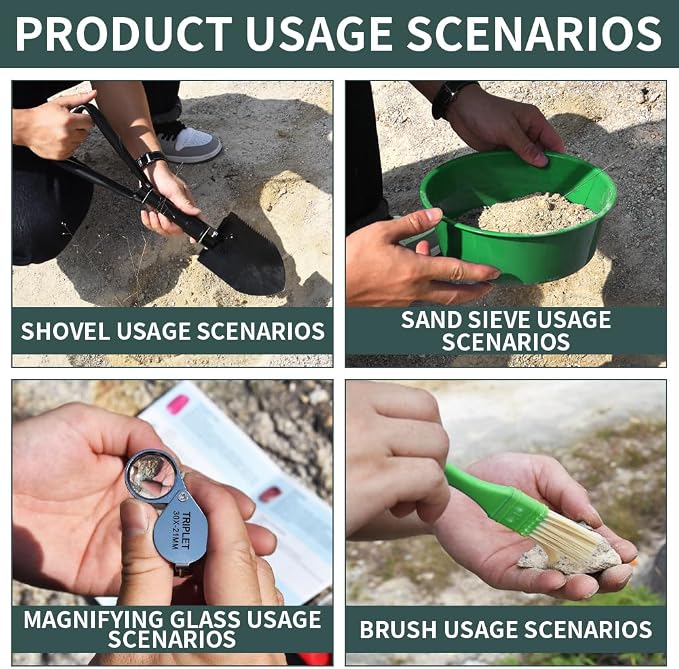 15 PCS Geology Rock Pick Hammer Kit, 22oz Hammer & Digging Chisels - Image 4