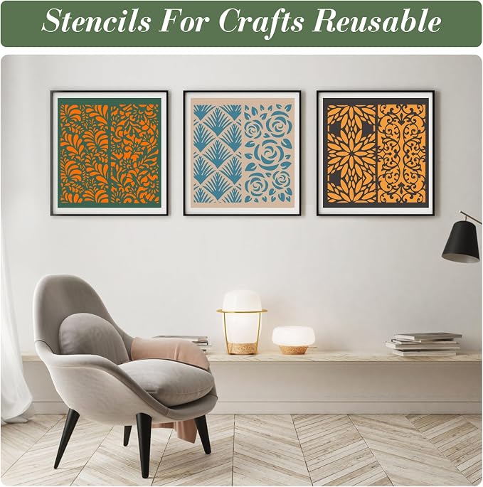 Texture Stencils for Crafts Reusable 16Pcs Stencils | DIY Art Painting Stencil - Image 2