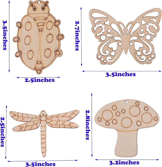 54PCS Unfinished Blank Wooden Cutouts Craft - Image 3