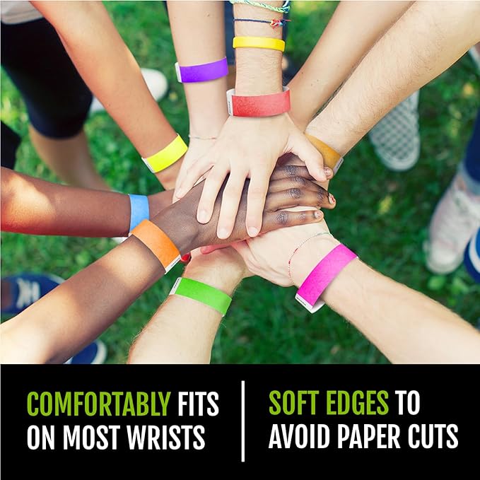 500 WristCo Wavy Flag Tyvek Wristbands for Events – Security Cuts & Tamper-Proof Design to Prevent Reuse – Premium-Grade Bracelets for Hospital & Medical ID, Party & VIP Identification