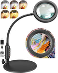 30X 10X Magnifying Glass with Light and Stand, 5 Color Modes Stepless Dimmable by ProfessionalDetailLighting