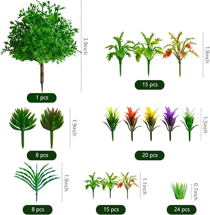 91pcs Model Trees Mixed Miniature Trees Model Train Scenery Fairy Garden Trees - Image 2