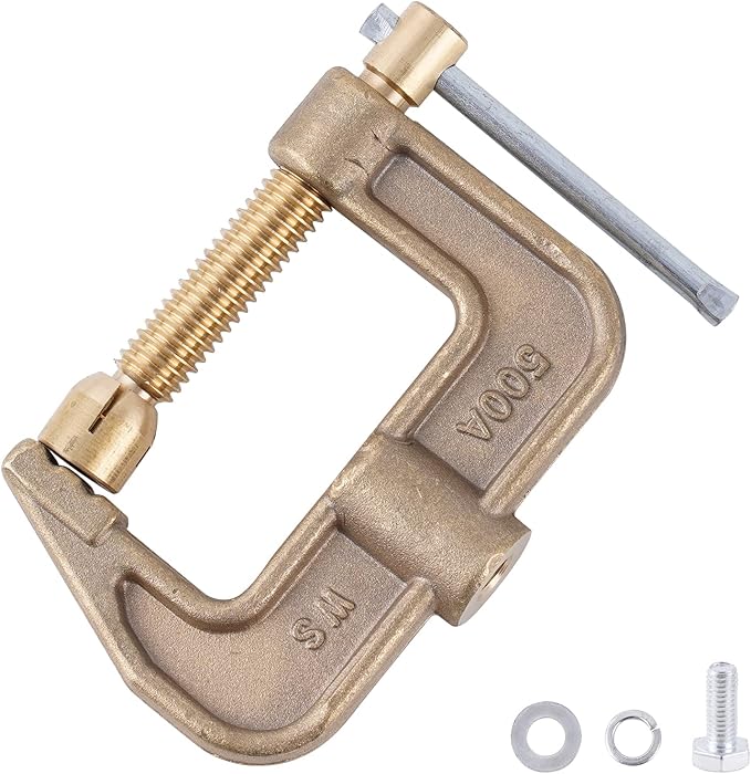 Welding Ground Clamp 500Amp G-style Solid Brass Clamping Range up to 44mm Earth Clamp For TIG/MIG/MMA Tig Welder Machines