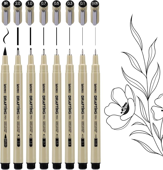 Fineliner Pens - Archival Black Ink Pen - Pens by Unknown