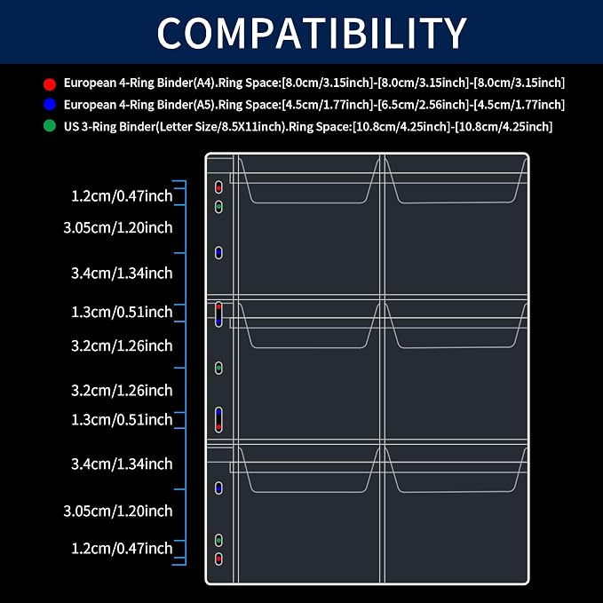 Coin Collecting Pages 5 Sheets 6 Pockets Standard 9Hole Coin Pocket Inserts - Image 3
