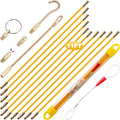 11' Fiberglass Running Electrical Wire Cable Pulling Fish Tape Kit with 5 Different Attachments and Fish Tape Tool in a Carrying Case