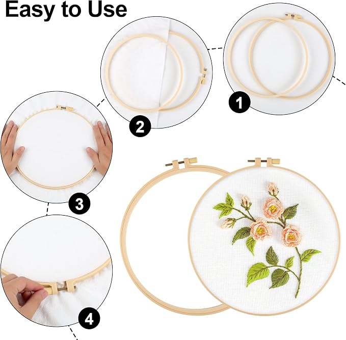 6 Pcs Embroidery Hoop 6 Size, Round Plastic Cross Stitch Hoop - Image 5