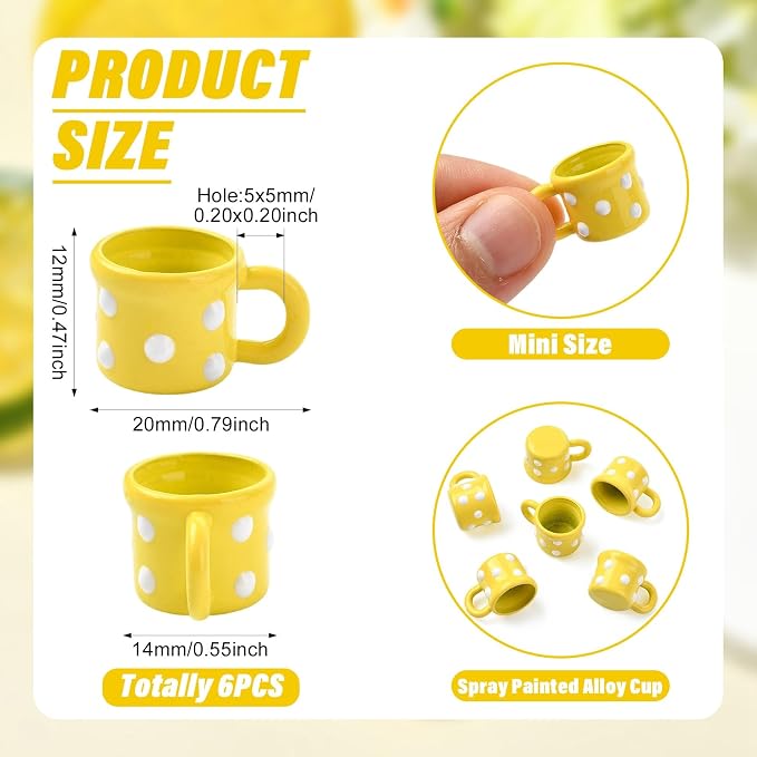 FASHEWELRY 6Pcs Alloy Mini Tea Cups - Image 2