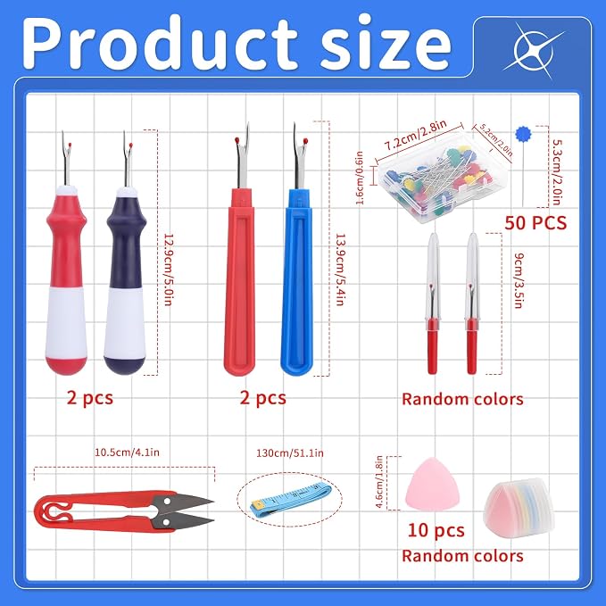 68 Pcs Seam Ripper Set, 2 Large, 2 Small, and 2 Colorful Stitch Rippers - Image 2