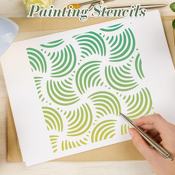 Geometric Texture Stencils for Crafts Reusable 36Pcs Stencils | DIY Art - Image 6