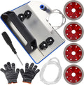 45 Degree Tile Chamfering Tool,Angle Grinder Stand for 45° Tile Cutting,with 4PCS Saw Blades,Gloves,Hose,Adjustable Attachments for Chamfering